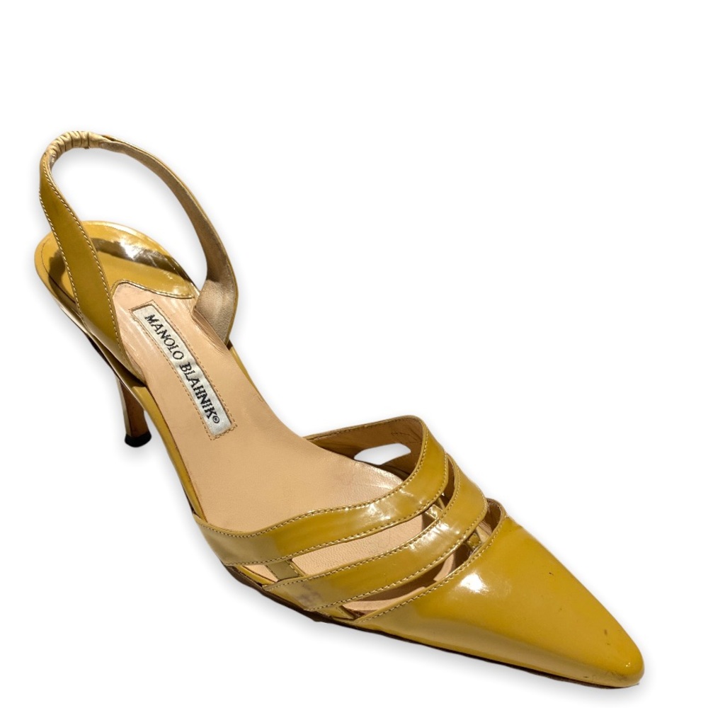 Vintage Manolo Blahnik pointed heel  Leather Slingback Pumps 8.5